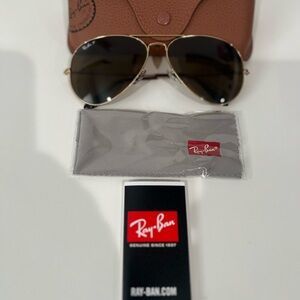 Ray-Ban Polarized Brown and Gold Aviator Sunglasses